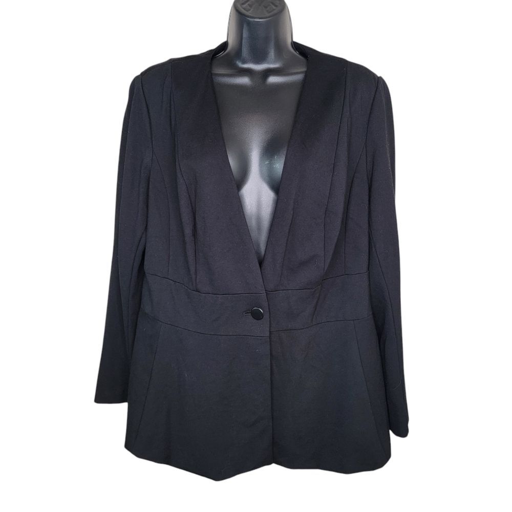 Lane Bryant Black Ponte Knit Blazer Jacket Size 14
